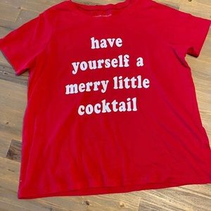 NWOT, holiday red t-shirt, crop style fit. Size XL